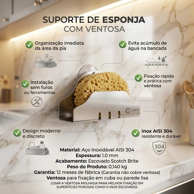 Porta Esponja de Ventosa Cozix